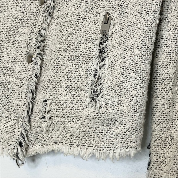 Iro Paris Cream Agnette Tweed Distressed Jacket Women Size 34 - Picture 9 of 13